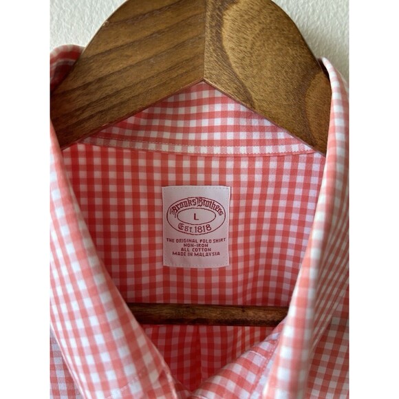 Brooks Brothers Mens Shirt Large Button Up Non Iron Gingham Checks Pocket Preppy - Picture 3 of 8